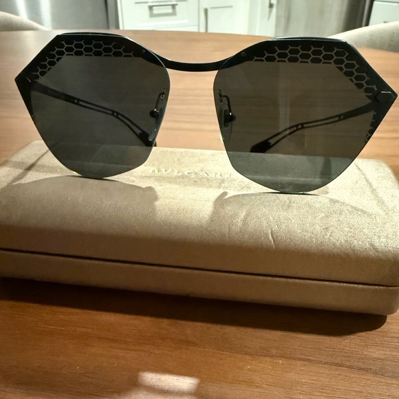 BVLGARI Black Hexagonal Sunglasses